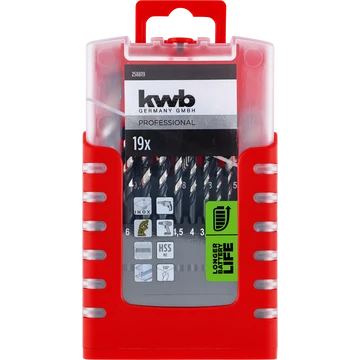 KWB PROFESSIONAL HI-NOX HSS-M2 METAL DRILL hengeres fémfúrószár klt. 19 db  1-10 mm  49258819