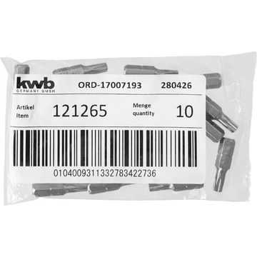 KWB INDUSTRIAL STEEL TORX T25 behajtó bit 25 mm  10 db    49121265