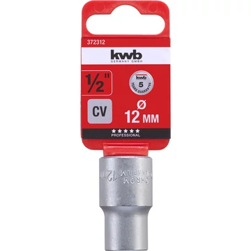 KWB PROFESSIONAL CrV PROFI SOCKETS 1/2" DRIVE CrV acél hullámprofilú matt króm dugófej   12.0 mm    49372312