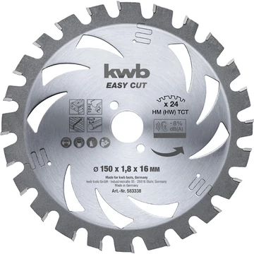 KWB PROFESSIONAL AKKU TOP ENERGY SAVING 30% TCT THIN CUT CIRCULAR SAW BLADE extra vékony körfűrésztárcsa 150 x 16 x 1,2 mm fogak: 24     49583338