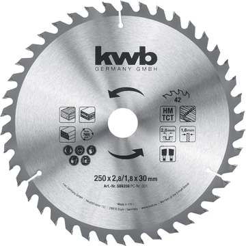 KWB CLASSIC TCT fűrészlap  250 x 30 x 1,6 mm  fogak: 42