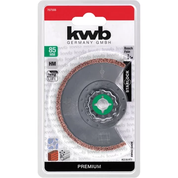 KWB PREMIUM STARLOCK HM, TCT HALF ROUND BLADE 
félkör multi-szerszám vágópenge  
 85 x 20 x 20 mm