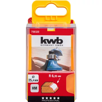 KWB EXPERT TCT CORE 1/4 OVOLO csapágyas negyedkör kerekítőkés  8 x 25,4 mm   R= 6,35   49756320