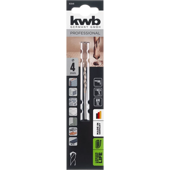 KWB PROFESSIONAL AKKU TOP ENERGY SAVING 30% HARD CUT GRANITE DRILL BIT   hengeres befogású gránitfúrószár   75/40 x 4.0 mm  49052640