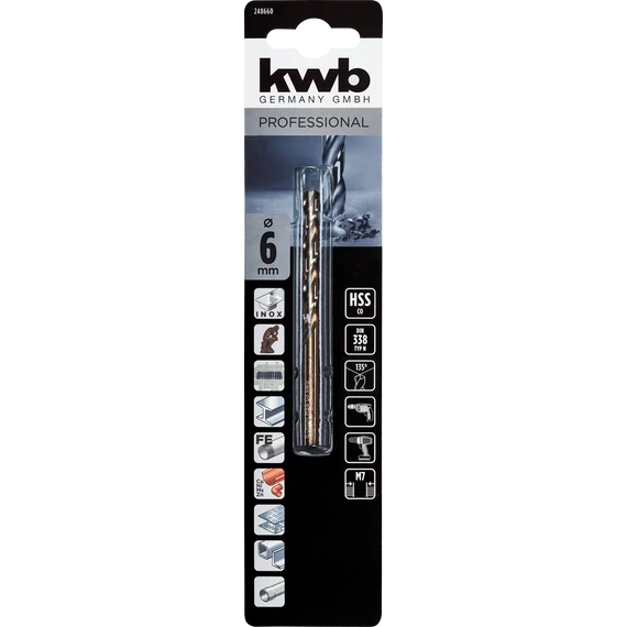 KWB PROFESSIONAL HSS-G CO TWIST METAL DRILL bliszteres fémfúrószár  6,0 mm  49248660