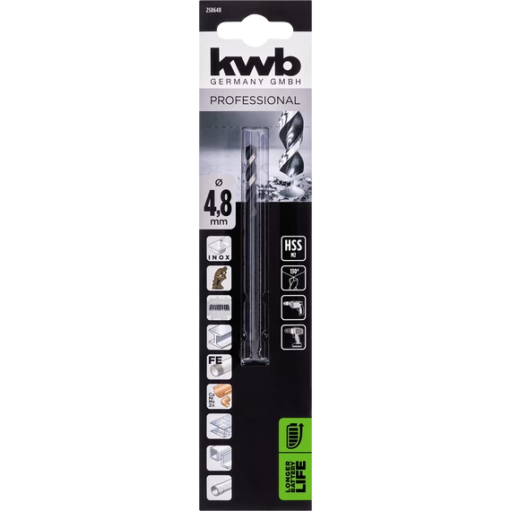 KWB PROFESSIONAL HI-NOX HSS-M2 METAL DRILL  hengeres fémfúrószár  86 x 32 x 4,8 mm    49258648