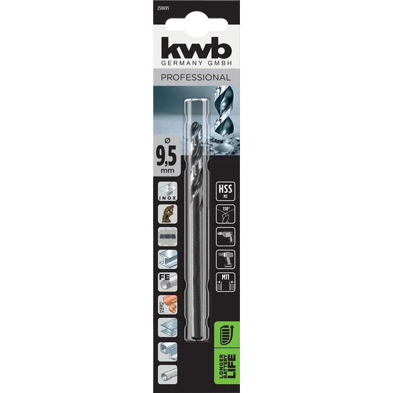 KWB PROFESSIONAL HI-NOX HSS-M2 METAL DRILL  hengeres fémfúrószár  125 x 57 x 9,5 mm   49258695