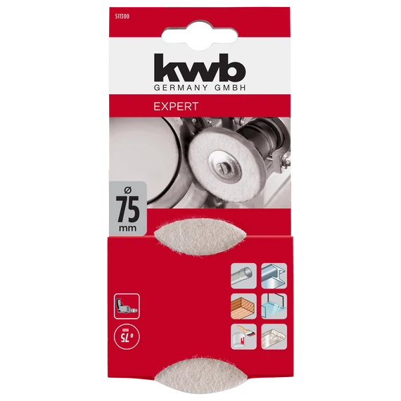 KWB EXPERT FELT POLISHING WHEEL  csapos filc polírozó korong  75 mm     49511300