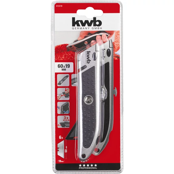 KWB PROFI TRAPEZOID BLADE SAFETY KNIFE WITH CORD CUTTER   fémházas trapéz prngés kés    49013310