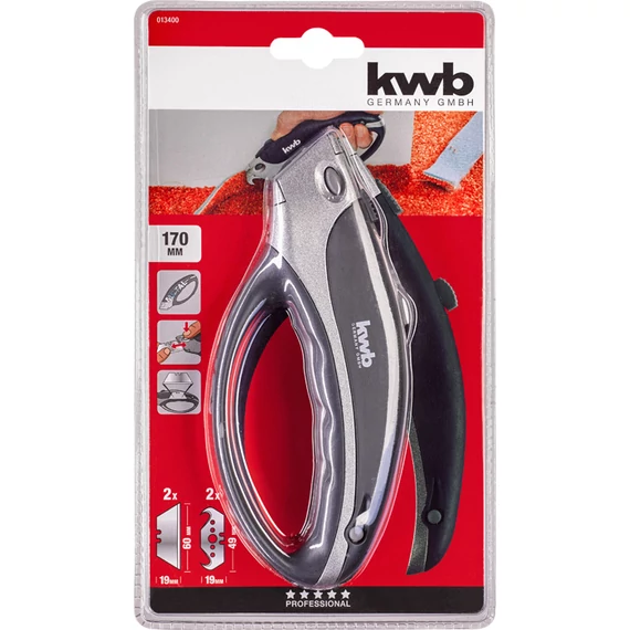  KWB PROFESSIONAL TRAPEZOID BLADE CARPET KNIFE WITH CLOSED HANDLE  fémházas szőnyeg vágó kés kézvédő markolattal    49013400