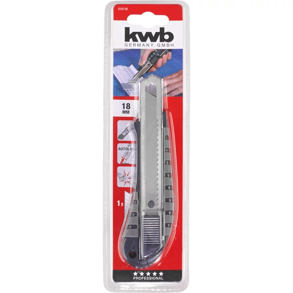KWB PROFESSIONAL SNAP OFF BLADE KNIFE WITH AUTO-LOCK FUNCTION tapétavágó kés  18 mm    49015118