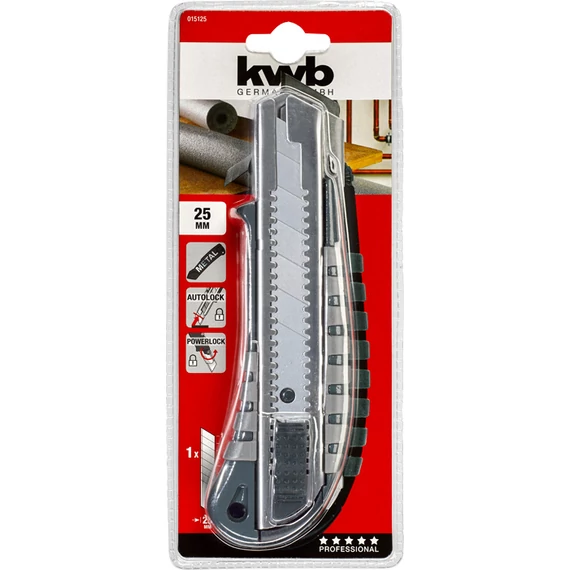 KWB PROFESSIONAL SNAP OFF BLADE KNIFE WITH AUTO-LOCK FUNCTION  ipari fémházas tapétavágó kés  25 mm   49015125