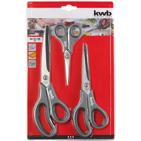 KWB CLASSIC HOBBY SCISSORS SET INOX   univerzális olló klt. 3 db 1 x 140 mm  1 x 210 mm  1 x 250 mm      49021595