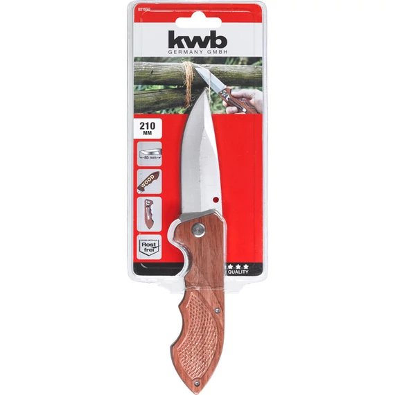 KWB CLASSIC SMALL SWITCHBLADE HUNTING KNIFE WITH WOODEN HANDLE   vadászkés    penge: 85 mm  160mm      49021990