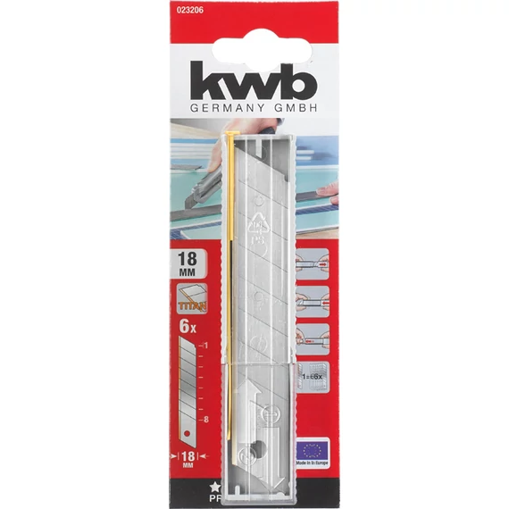 KWB PROFESSIONAL TITANIUM SPARE SNAP OFF BLADES SET8 pengeszegmenses titánbevonatú vágópenge 6 db   18 mm    49023206