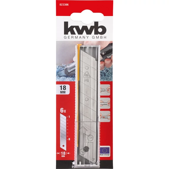 KWB PROFESSIONAL SNAP-OFF BLADES SET8 pengeszegmenses vágópenge 18 mm   6 db    49023306