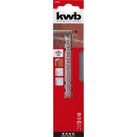 KWB EXPERT HM, TCT MASONRY DRILL BIT hengeres befogású közetfúró   100/60 x 6,0 mm  49039660