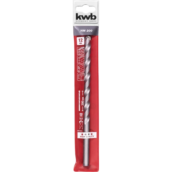 KWB EXPERT HM, TCT LONG MASONRY DRILL BIT hengeres befogású kőzetfúró  200/80 x 12,0 mm  49041012