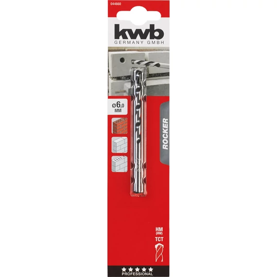 KWBEXPERT HM, TCT ROCKER® CONCRETE AND MASONRY DRILL BIT hengeres kőzetfúrószár  100/60 x 6,0 mm   49044660
