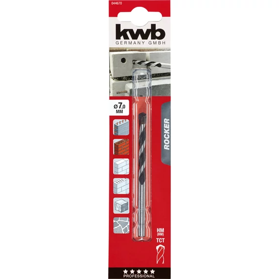 KWB EXPERT HM, TCT ROCKER® CONCRETE AND MASONRY DRILL BIT hengeres kőzetfúrószár  100/60 x 7,0 mm   49044670
