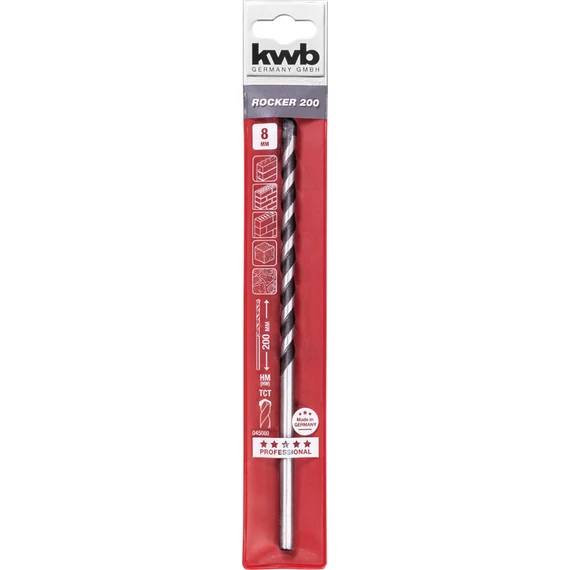 KWB EXPERT HM, TCT ROCKER® LONG CONCRETE AND MASONRY DRILL BIT hengeres kőzetfúrószár  250/135 x 8,0 mm   49045080