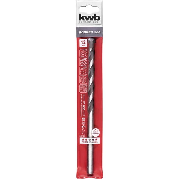 KWB EXPERT HM, TCT ROCKER® LONG CONCRETE AND MASONRY DRILL BIT hengeres kőzetfúrószár  250/135 x 12,0 mm   49045120