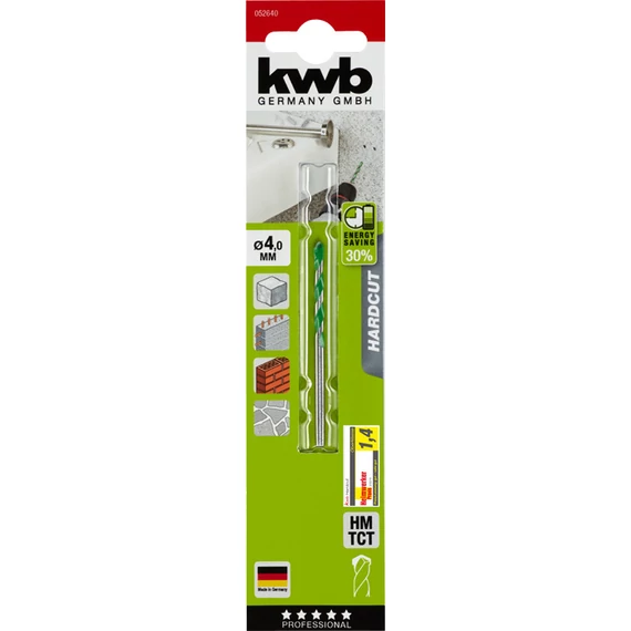 KWB PROFESSIONAL AKKU TOP ENERGY SAVING 30% HARDCUT GRANITE DRILL BIT  hengeres befogású gránitfúrószár     75/40 x 4.0 mm  49052640