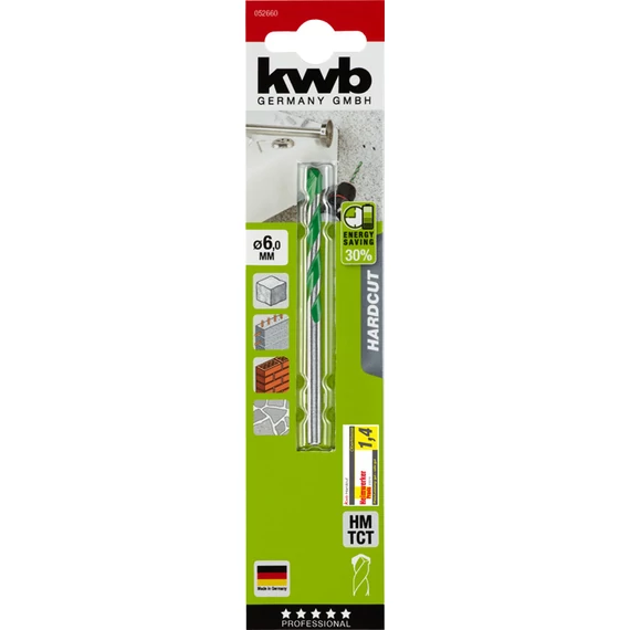 KWB PROFESSIONAL AKKU TOP ENERGY SAVING 30% HARDCUT GRANITE DRILL BIT  hengeres befogású gránitfúrószár     100/60 x 6.0 mm   49052660