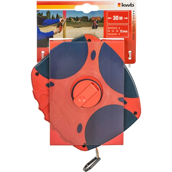 KWB PROFESSIONAL CASSETTE MEASURING TAPE üvegszálas mérőszalag, mindkét oldalra nyomtatva, csuklópánttal, 2-komponensű műanyag ház, visszatekercselő fogantyú, EG típusjóváhagyással, III. 13 mm x 30 m   49063230