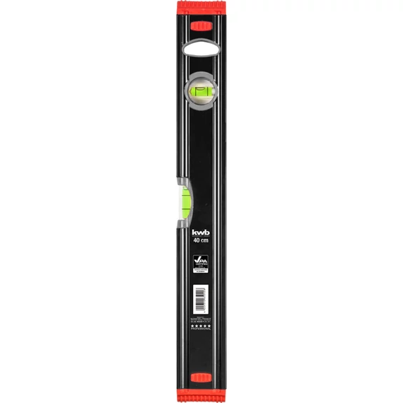 KWB PROFESSIONAL ALUMINIUM SPIRIT LEVELVPA által tesztelt és minősített precíz vízmérték függőleges és vízszintes libellákkal 400 mm  49065040