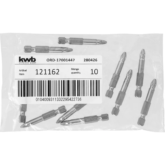 KWB INDUSTRIAL STEEL MRG PZ2 behajtó bit 50 mm   10 db    49121162
