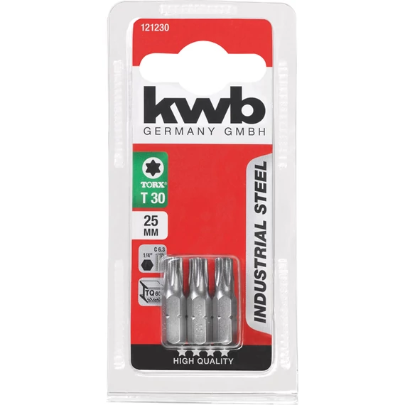 KWB INDUSTRIAL STEEL TORX T30 behajtó bit 25 mm  3 db    49121230