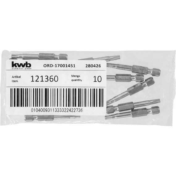 KWB INDUSTRIAL STEEL TORX T20 behajtó bit 50 mm  10 db    49121360