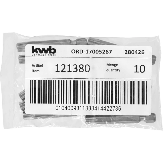 KWB INDUSTRIAL STEEL TORX T40 behajtó bit 50 mm  10 db     49121380