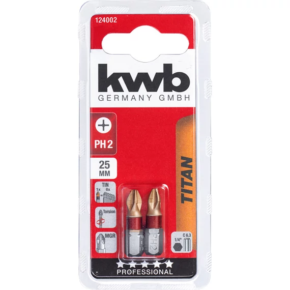 KWB TITAN MRG PH2 torziós behajtó bit 25 mm    2 db    49124002