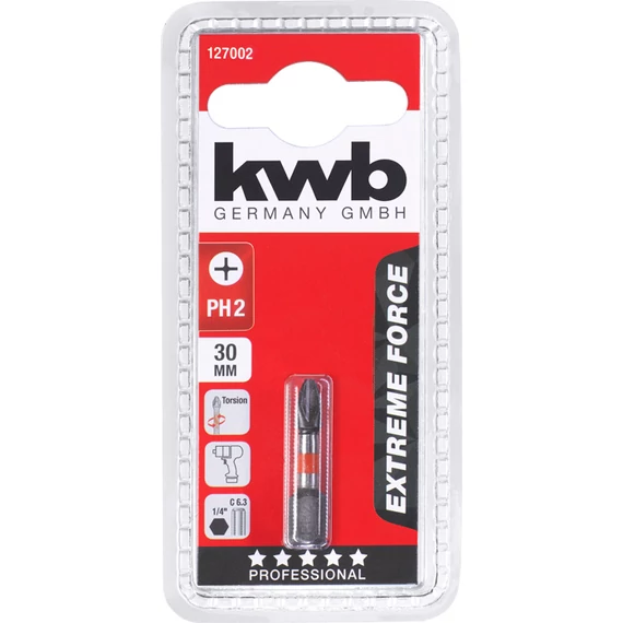KWB EXTREM FORCE TQ60 STEEL PH2 behajtó bit 30 mm      49127002