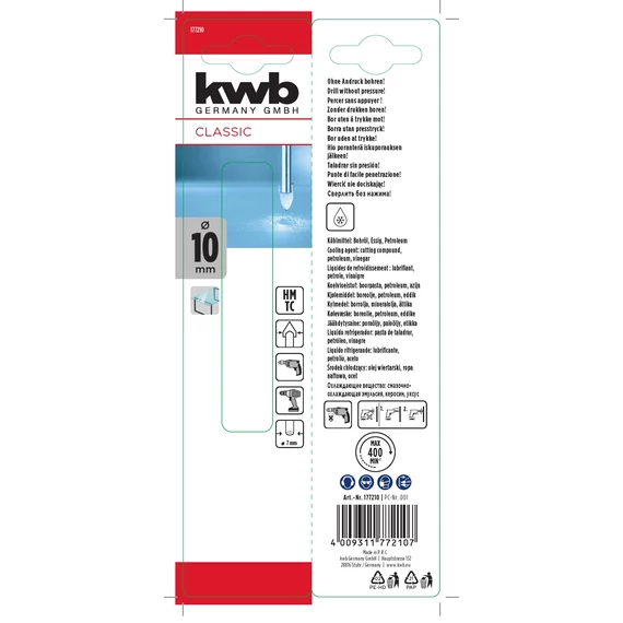 KWB CLASSIC TCT GLASS DRILL hengeres befogású üvegfúrószár   10.0 mm4    9177210