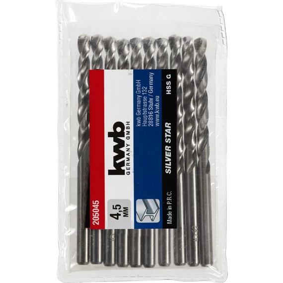 KWB EXPERT HSS-G+ SILVER STAR TWIST METAL DRILL hengeres fémfúrószár  4,5 mm  49205045