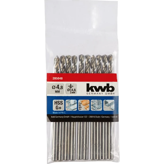 KWB EXPERT HSS-G+ SILVER STAR TWIST METAL DRILL hengeres fémfúrószár  4,8 mm  49205048