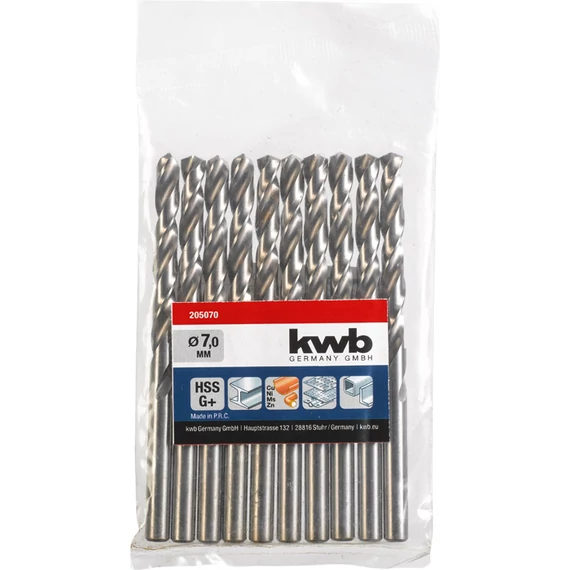 KWB EXPERT HSS-G+ SILVER STAR TWIST METAL DRILL hengeres fémfúrószár  7,0 mm   49205070