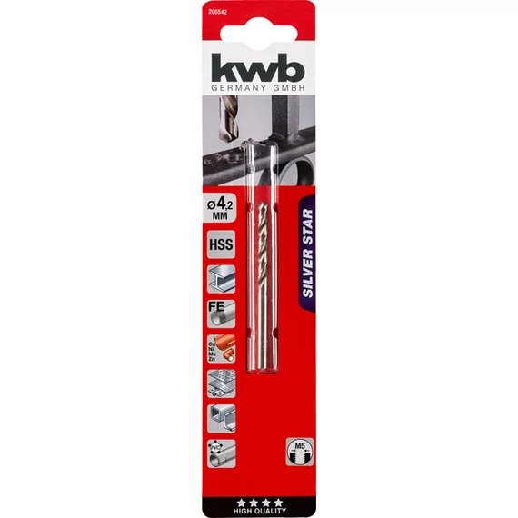 KWB EXPERT HSS-G SILVER STAR TWIST METAL DRILL bliszteres fémfúrószár  4,2 mm   49206542