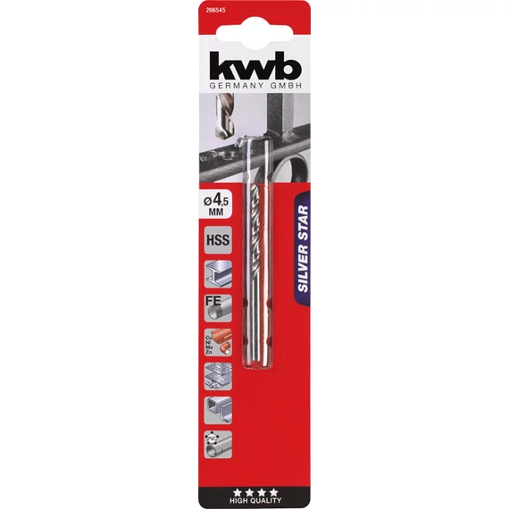 KWB EXPERT HSS-G SILVER STAR TWIST METAL DRILL bliszteres fémfúrószár  4,5 mm  49206545