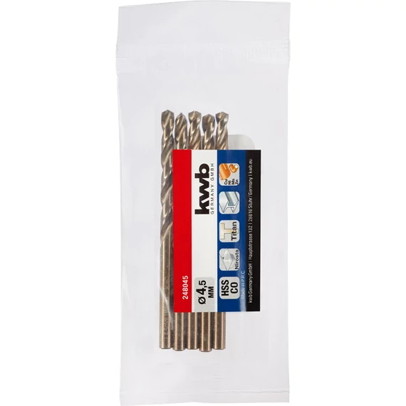 KWB PROFESSIONAL HSS-G CO TWIST METAL DRILL hengeres fémfúrószár  4,5 mm   49248045