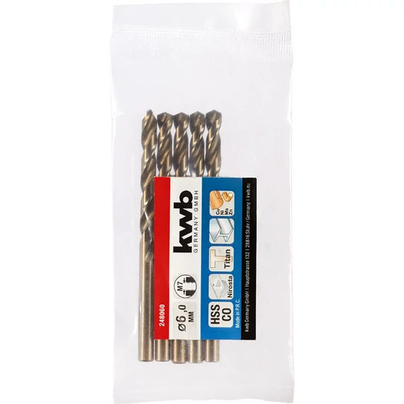 KWB PROFESSIONAL HSS-G CO TWIST METAL DRILL hengeres fémfúrószár  6,0 mm    49248060