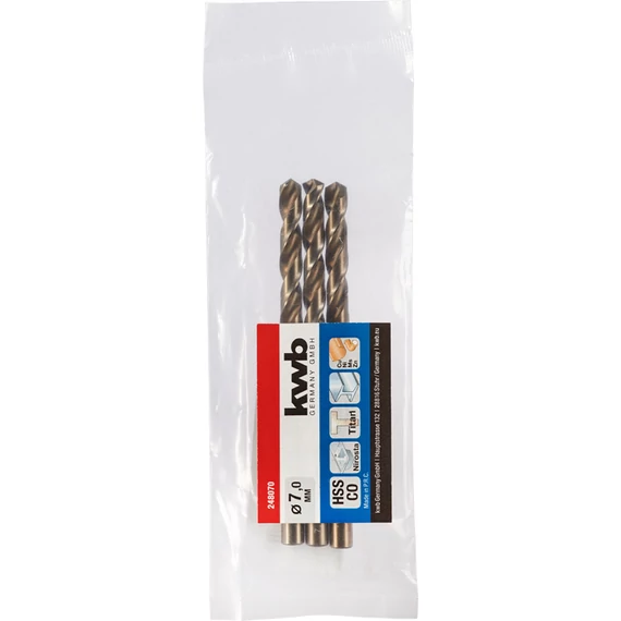 KWB PROFESSIONAL HSS-G CO TWIST METAL DRILL hengeres fémfúrószár  7,0 mm   49248070