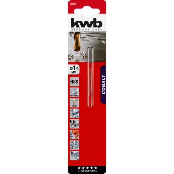 KWB PROFESSIONAL HSS-G CO TWIST METAL DRILL bliszteres fémfúrószár  1,0 mm   49248610