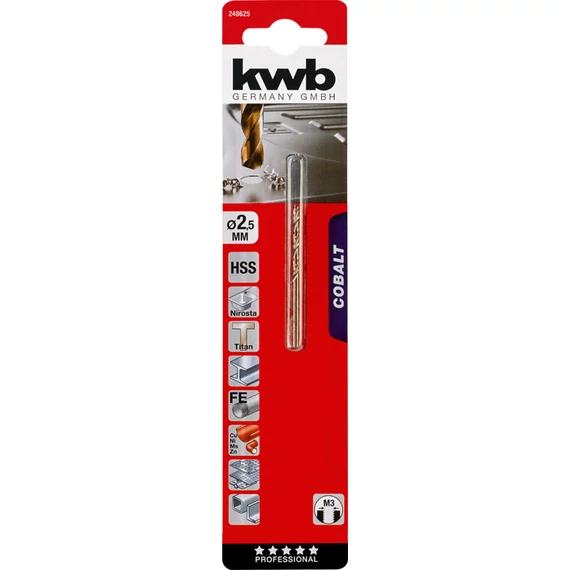 KWB PROFESSIONAL HSS-G CO TWIST METAL DRILL bliszteres fémfúrószár  2,5 mm   49248625