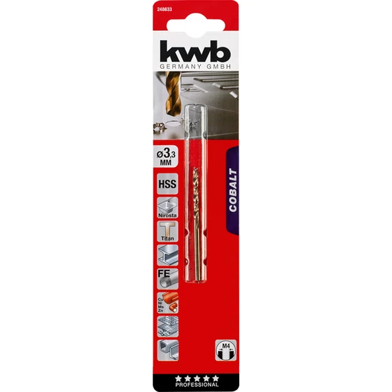 KWB PROFESSIONAL HSS-G CO TWIST METAL DRILL bliszteres fémfúrószár  3,3 mm    49248633