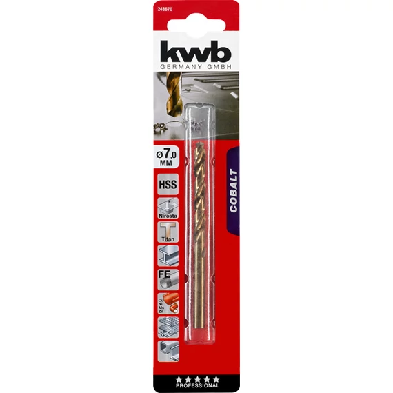 KWB PROFESSIONAL HSS-G CO TWIST METAL DRILL bliszteres fémfúrószár  7,0 mm    49248670