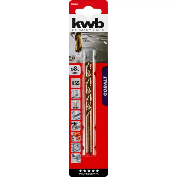 KWB PROFESSIONAL HSS-G CO TWIST METAL DRILL bliszteres fémfúrószár  8,0 mm   49248680